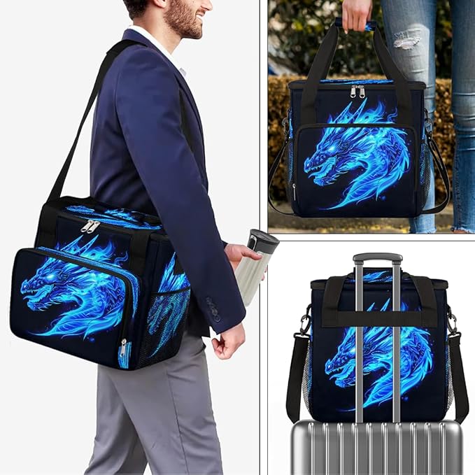 Blue Ice Dragon Coffee Maker Carring Bag Travel Carrying Storage Tote Bag Compatible with Keurig K-Mini or K-Mini Plus Portable Single Serve Coffee Brewer Case with Pockets for K-cup Pods