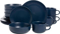 10 Strawberry Street Wazee Matte Coupe Dinnerware Set 16 pc Midnight Blue