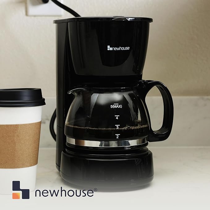 Newhouse Electric Coffee Machine NHCM-001-5 5-Cup Coffee Maker with Auto Shut Off Electric Pot with Metal Mesh Coffee Filter Basket ETL Certified for Hospitality and Residential Use
