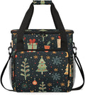 Retro Xmas Tree Coffee Maker Carrying Bag Portable Travel Storage Tote Bag Compatible with K-Mini or K-Mini Plus Single Serve Coffee Brewer Carrying Case with Multiple Pockets &amp Shoulder Strap