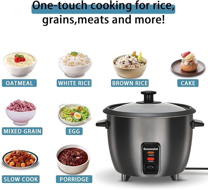 Multifunctional Rice Cooker Non-stick Pan Liner Equipped with Spoon and Measuring Cup Fast Cooking Easy To Clean Automatic Heat Preservation Function 1. 5 Quarts Mini Rice Cooker Small and Easy