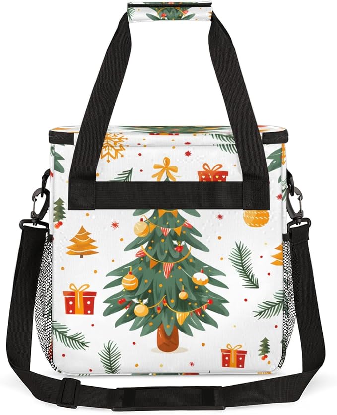 Glitter Tree Coffee Maker Carrying Bag Christmas Gift Travel Storage Bag Compatible with K-Mini or K-Mini Plus Single Serve Coffee Brewer Carrying Case with Multiple Pockets &amp Shoulder Strap
