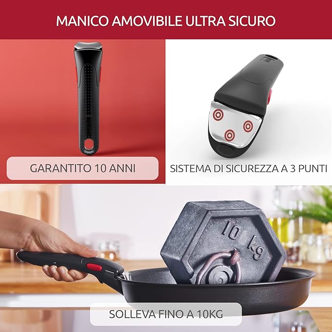 Lagostina Ingenio Essential Plus Non-Stick Aluminium Cookware and Pan Set for Gas and Oven 3 Pieces Frying Pans Ø 24 and 28 cm and Removable Handle