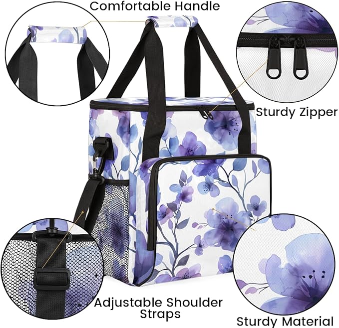 Honeyed Flowers Coffee Maker Carrying Bag Portable Travel Storage Tote Bag Compatible with K-Mini or K-Mini Plus Single Serve Coffee Brewer Carrying Case with Multiple Pockets &amp Shoulder Strap
