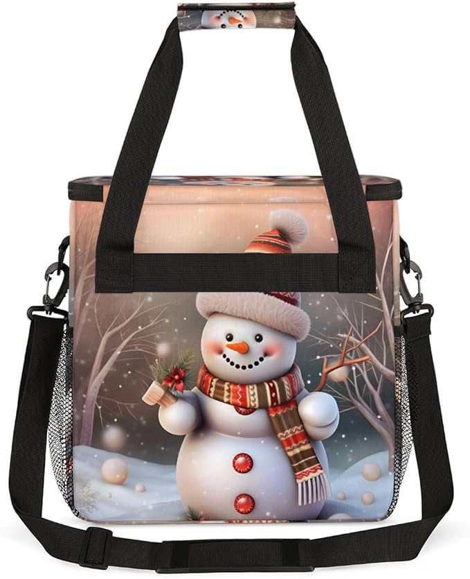 Christmas Snowman Coffee Maker Carrying Bag Fantastic Snowman Travel Storage Bag Compatible with K-Mini or K-Mini Plus Single Serve Coffee Brewer Carrying Case with Multiple Pockets &amp Shoulder S