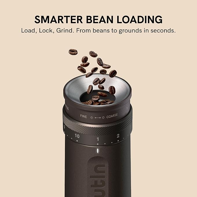 OutIn Nano Portable Electric Espresso Machine with Fino Portable Electric Coffee Grinder Brown &amp Grey