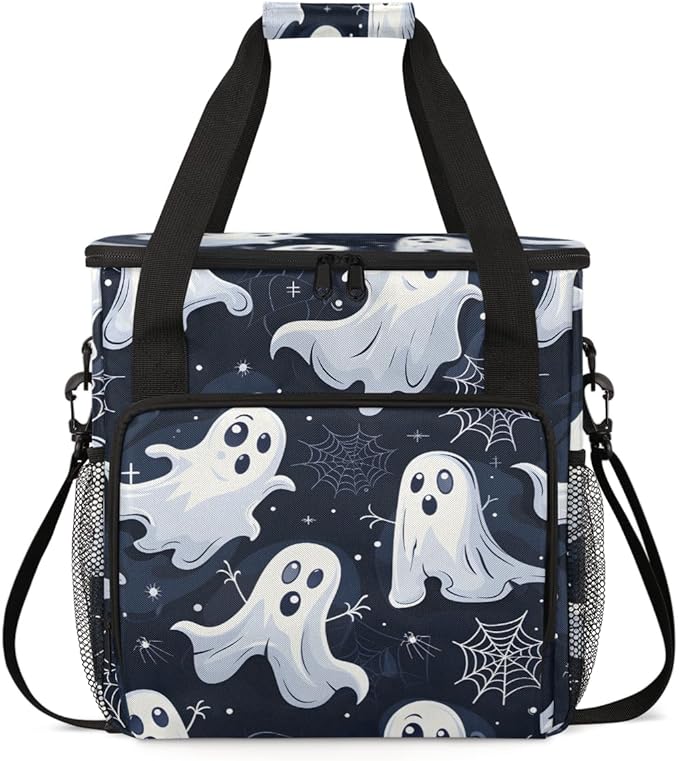 Gothic Spooky Ghosts Coffee Maker Carrying Bag Portable Travel Storage Tote Bag Compatible with K-Mini or K-Mini Plus Single Serve Coffee Brewer Carrying Case with Multiple Pockets &amp Shoulder St
