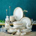 30/56 / 60Pcs Ceramic Dinnerware Set Bone China Dinnerware Dishes Plates Ceramic Combination Dinnerware Set Porcelain Service for 10 Phnom Penh Dinnerware Set (56 Pieces)