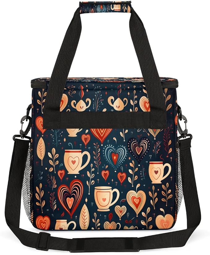Coffee Heart Leaf Coffee Maker Carrying Bag Compatible with K-Mini or K-Mini Plus Portable Single Cup Coffee Maker Case with Pockets for K Cup Pods