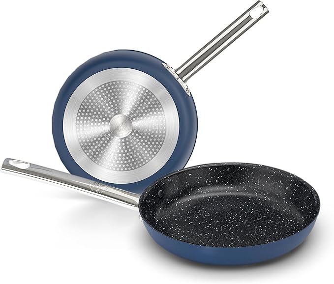 DishDelight Pots and Pans Set Nonstick 911 Inch Induction Cookware Set with Stay-Cool Handles Added Plasma Diamond Blue