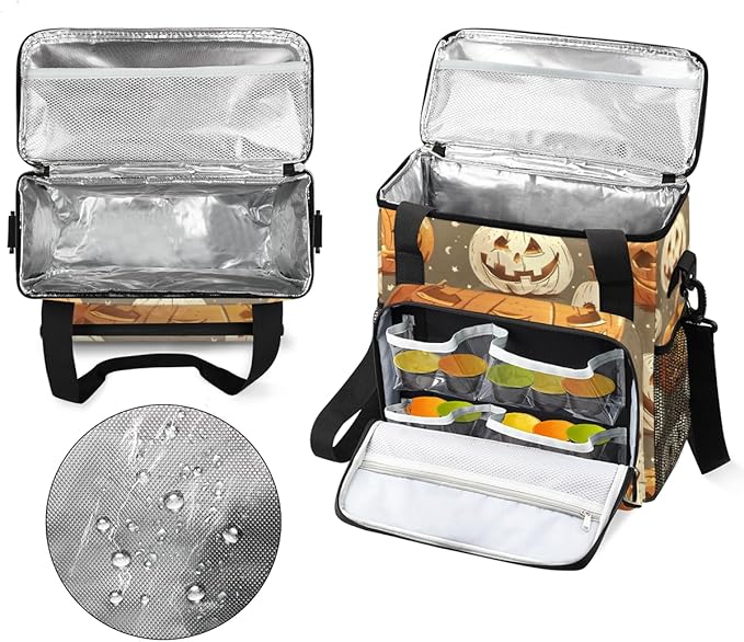 Halloween Pumpkin Coffee Maker Carrying Bag Modern Pumpkin Travel Storage Bag Compatible with K-Mini or K-Mini Plus Single Serve Coffee Brewer Carrying Case with Multiple Pockets &amp Shoulder Stra