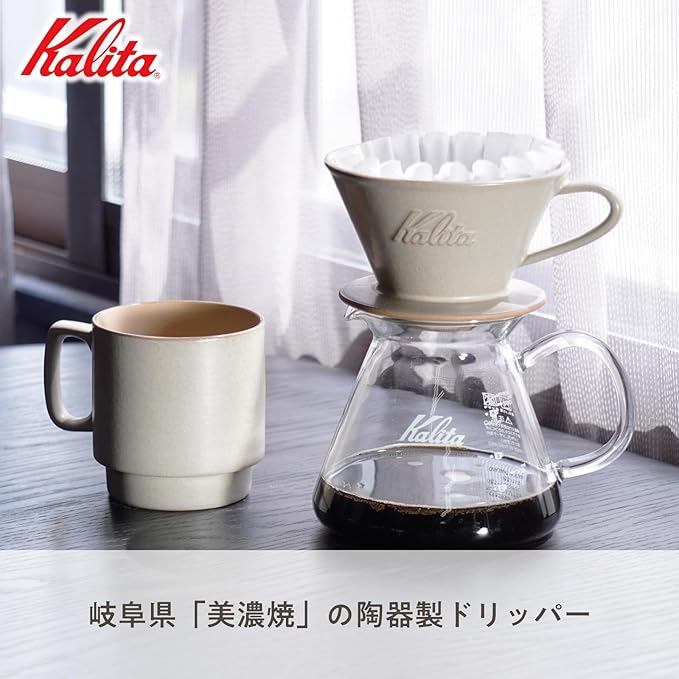 Carita Coffee Dripper Mino Ware High Heat Retention Pottery For 2-4 People DACHI &amp Kalita Pistachio #02109 Wave Series Made in Japan Drip Equipment For 2 People For 4 Cups Porcelain Stylish