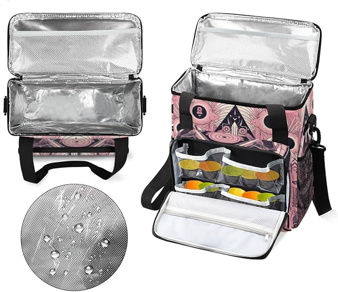 Pink Magic Circle Coffee Maker Carrying Bag Sacred Geometry Travel Storage Bag Compatible with K-Mini or K-Mini Plus Single Serve Coffee Brewer Carrying Case with Multiple Pockets &amp Shoulder Str