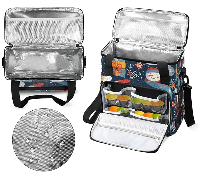 Christmas Snowman Coffee Maker Carrying Bag Graffiti Snowman Travel Storage Bag Compatible with K-Mini or K-Mini Plus Single Serve Coffee Brewer Carrying Case with Multiple Pockets &amp Shoulder St