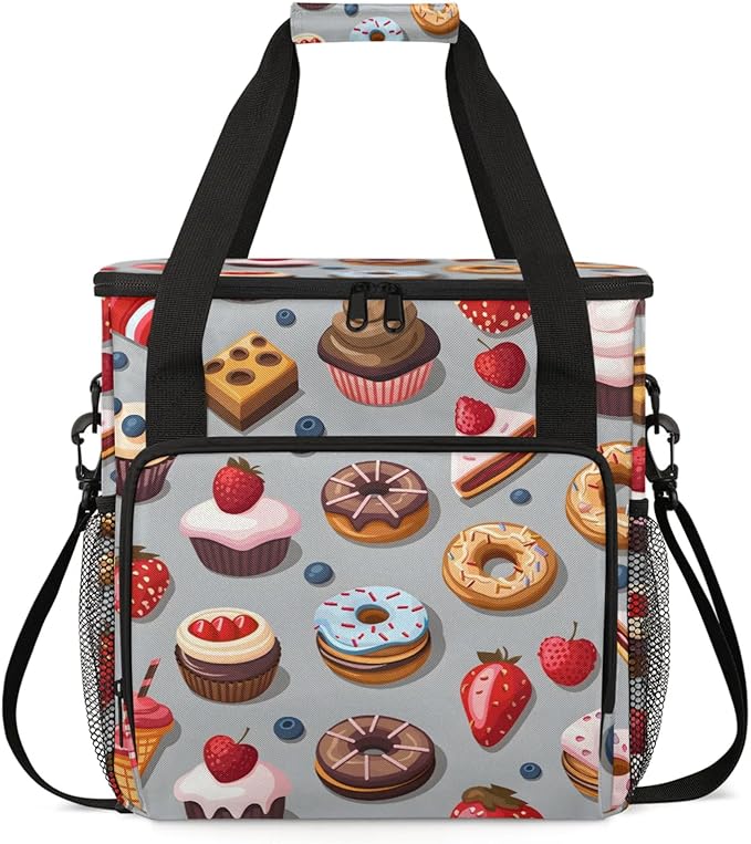 Cake Donut Coffee Maker Travel Bag for Keurig K-Mini/K-Mini Plus Insulated Waterproof Tote with Pockets for K-Cup Portable Single-Serve Brewer Case