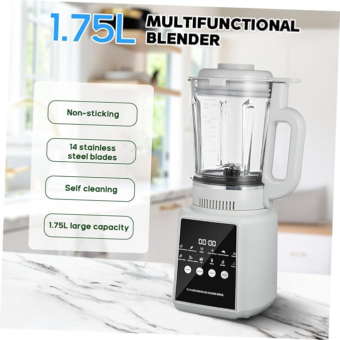 PRETYZOOM 1.75L High-Speed Smoothie Blender and Fruit Juicer Multi-Functional Electric Blender with US Plug for Kitchen Easy to Clean Non-Sticking for Shakes and Drinks