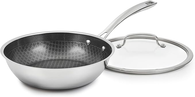 Cuisinart FusionPlus Hybrid Nonstick Stainless Steel Cookware 10.25-Inch Deep Fry Pan Skillet with Cover PFAS-Free PURELYSEAR Ceramic Technology Scratch Proof Cool Grip Handles Dishwasher Safe
