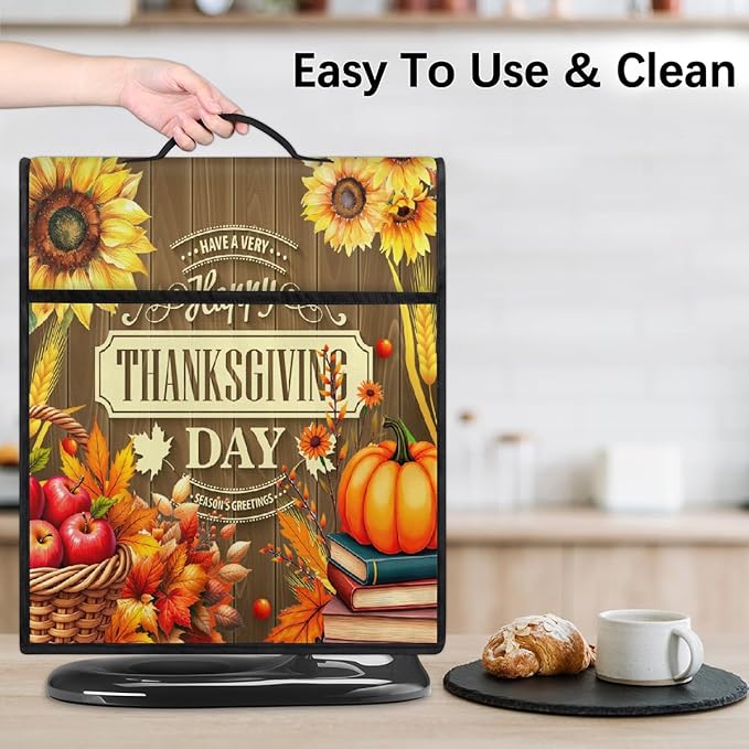 cfpolar Kitchen Aid Mixer Cover Compatible with 6-8 Quarts Thanksgiving Sunflower Pumpkin Apples Stand Mixer Cover Kitchen Aid Mixers Accessories Appliance Organizer Bag Dust Covers with Zipper Pocket
