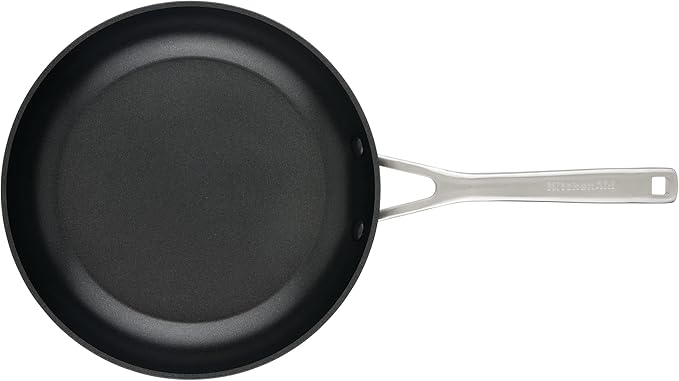 KitchenAid Hard Anodized Induction Nonstick Frying Pan Set With Tempered Lids 4-Piece - 10 &amp 12 Inch – Durable Even Heating Oven Safe to 500°F Dishwasher Safe Easy-Clean