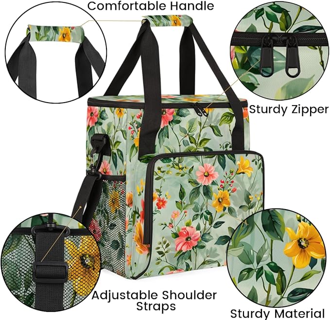 Petal-soft Flower Coffee Maker Carrying Bag Portable Travel Storage Tote Bag Compatible with K-Mini or K-Mini Plus Single Serve Coffee Brewer Carrying Case with Multiple Pockets &amp Shoulder Strap
