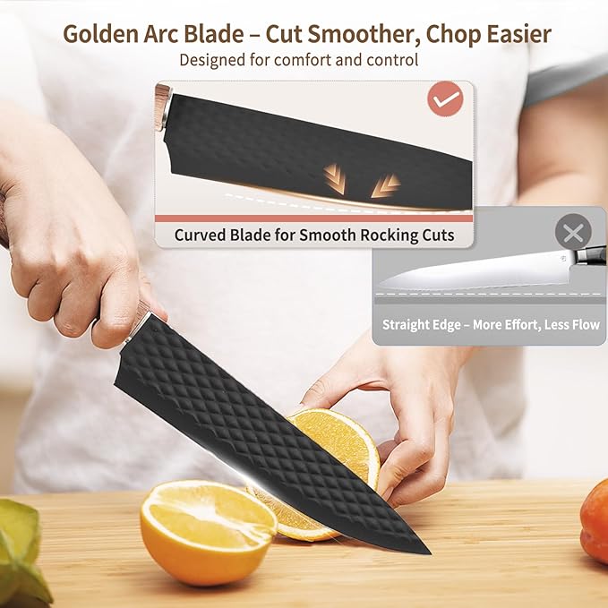 Knife Set 7-Piece Kitchen Knife Set with Sharp Chef and Meat Knives Anti-Rust Utility Knives Set for Kitchen Kitchen Knife Block Set – Black