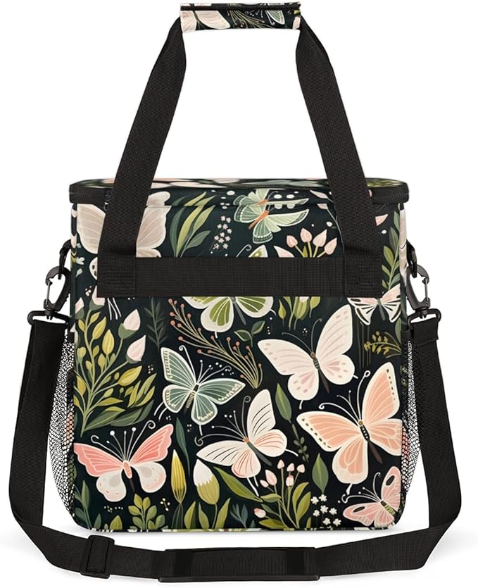 Abstract Butterfly Coffee Maker Carrying Bag Flowers Butterfly Travel Storage Bag Compatible with K-Mini or K-Mini Plus Single Serve Coffee Brewer Carrying Case with Pockets &amp Shoulder Strap