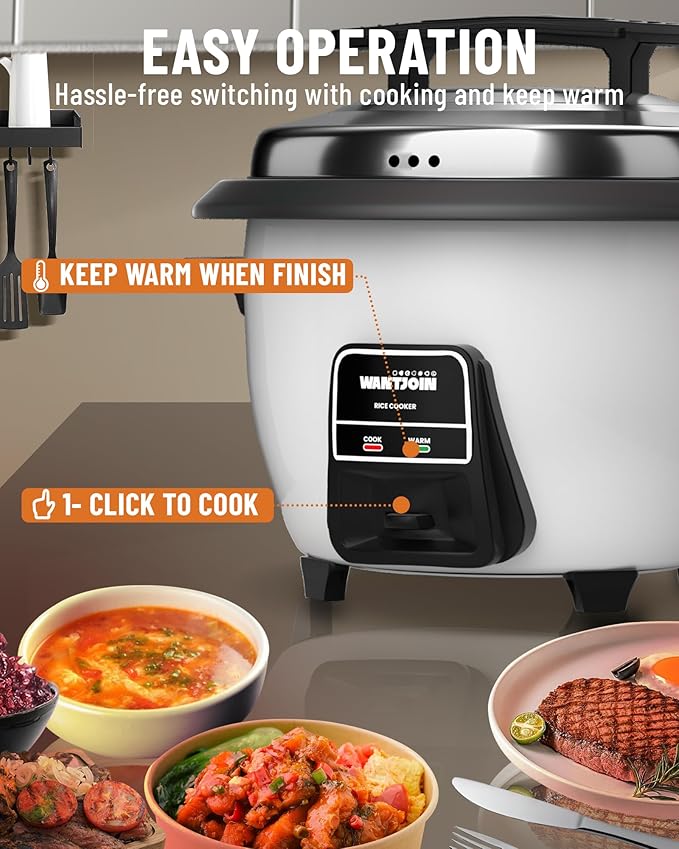 Wantjoin Rice cooker Stainless Rice Cooker &amp Warmer Commercial Rice cooker for party and family(10L capacity for 4.2L rice42CUPS) White