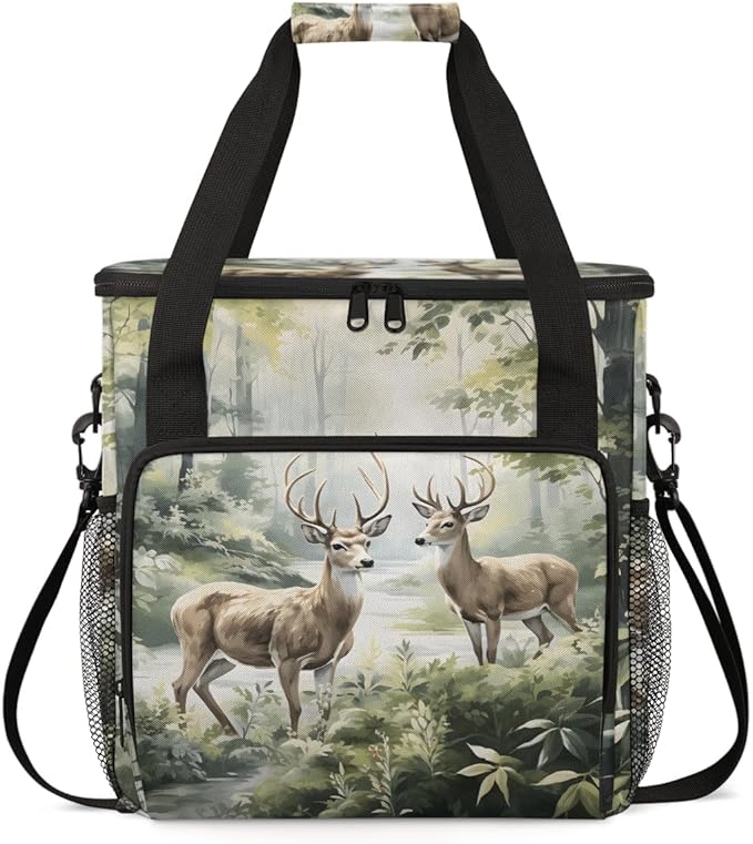 Abstract Elk Coffee Maker Carrying Bag Forest Elk Travel Storage Bag Compatible with K-Mini or K-Mini Plus Single Serve Coffee Brewer Carrying Case with Multiple Pockets &amp Shoulder Strap