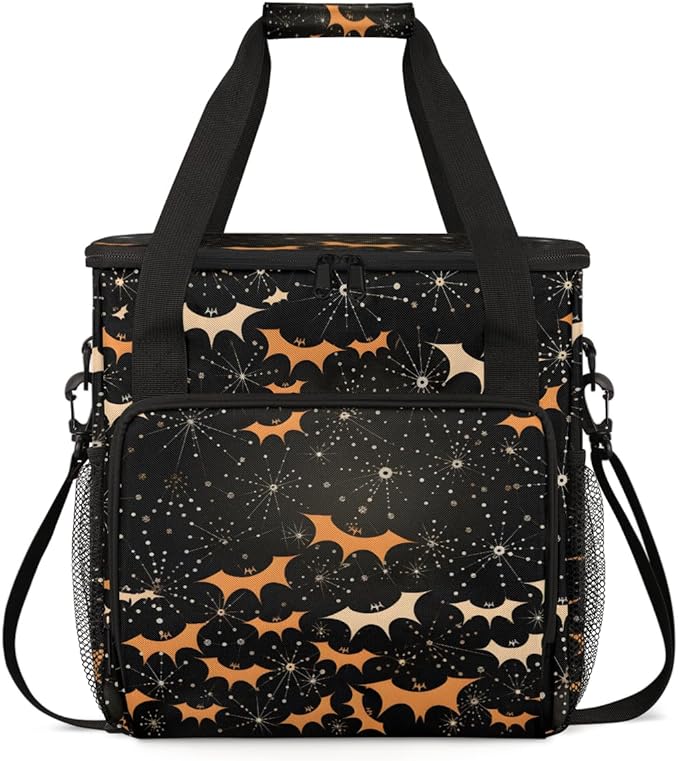 Gothic Bat Coffee Maker Carrying Bag Bright Bat Portable Travel Storage Tote Bag Compatible with K-Mini or K-Mini Plus Single Serve Coffee Brewer Carrying Case with Multiple Pockets &amp Shoulder S