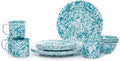 Enamelware Starter Set 16 piece Turquoise/White Splatter