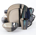 Gibson Elite Althea 16-Piece Teal Reactive Glaze Dinnerware Set – Service for 4 Durable Stoneware Plates and Bowls