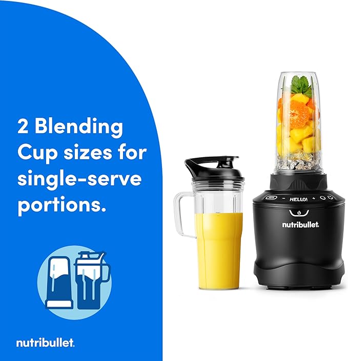 nutribullet® SmartSense Blender Combo 1400W 64oz Pitcher 32oz &amp 24oz Cups 5-Speed Smoothies Ice and Frozen Fruit Nut Milk Soup Matte Black NBF50700AK