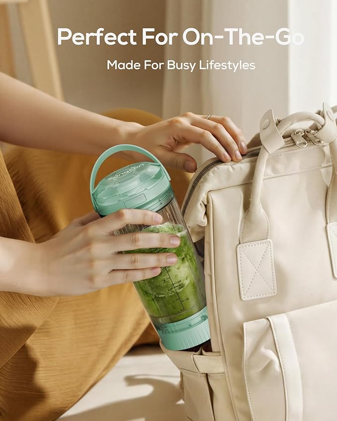 Sangcon Personal Portable Blender for Shakes &amp Smoothies 6000mAh Cordless USB-C Rechargeable Blender with 2 Blend Modes Leakproof Travel Lid Dishwasher Safe Ideal for Gym Office Kitchen BPA-F