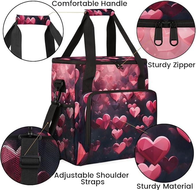 Diamond Heart Coffee Maker Carrying Bag Red Diamond Travel Storage Bag Compatible with K-Mini or K-Mini Plus Single Serve Coffee Brewer Carrying Case with Multiple Pockets &amp Shoulder Strap