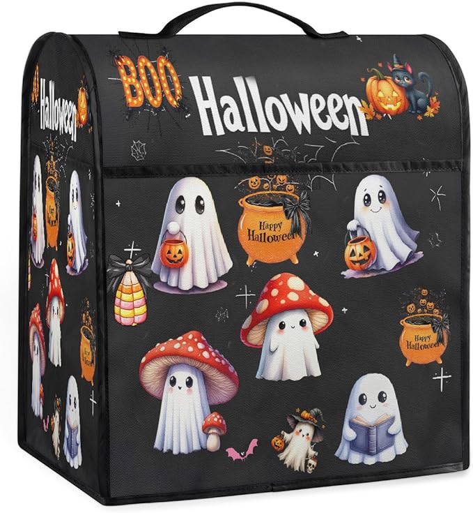 cfpolar Kitchen Aid Mixer Cover Compatible with 6-8 Quarts Halloween Pumpkin Spider Ghosts Stand Mixer Cover Kitchen Aid Mixers Accessories Appliance Organizer Bag Dust Covers with Zipper Pocket