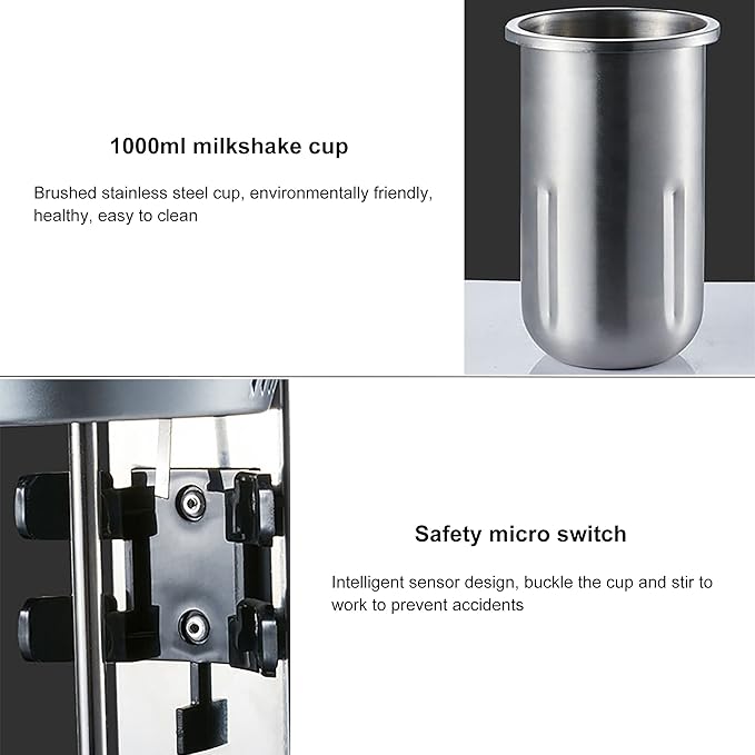 300W Commercial Milkshake Maker Machine 1000Ml*2 Double Head Milkshake Mixer 12000-18000 R/Min Food Blender Machine Ce/Fcc