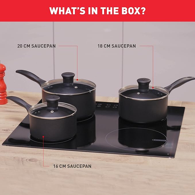 Tefal Cookware Set Saucepans Induction Black 3 Pc Set