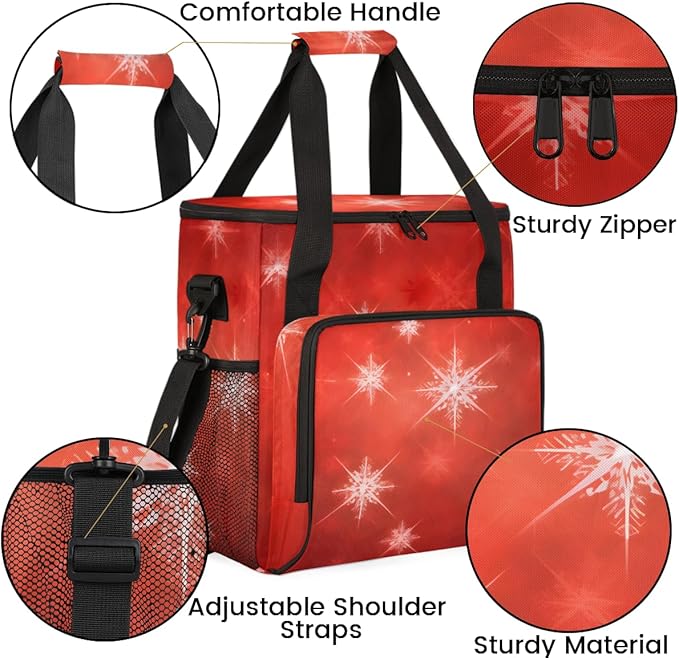 Graffiti Snowflakes Christmas Coffee Maker Carrying Bag Travel Storage Bag Compatible with K-Mini or K-Mini Plus Single Serve Coffee Brewer Carrying Case with Multiple Pockets &amp Shoulder Strap