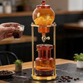 Cold Drip Coffee Maker 600ml Cold Brew Coffee Tower Slow Drip Technology Metal Bracket 600ml Large Capacity Borosilicate Glass Pot for Home Office 4-6 Cups