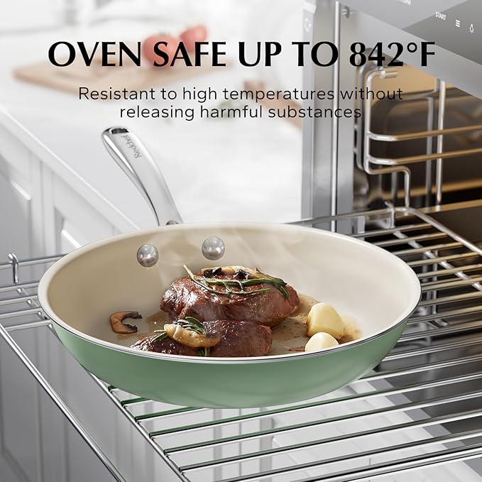 Redchef Ceramic Pots and Pans Set Non Stick Nonstick Kitchen Cookware Sets Non Toxic Pots and Pans Set Non Stick PFAS PFOA &amp PTFE Free Nonstick Frying Pans Set Ceramic Pan Skillet RV Cookwar