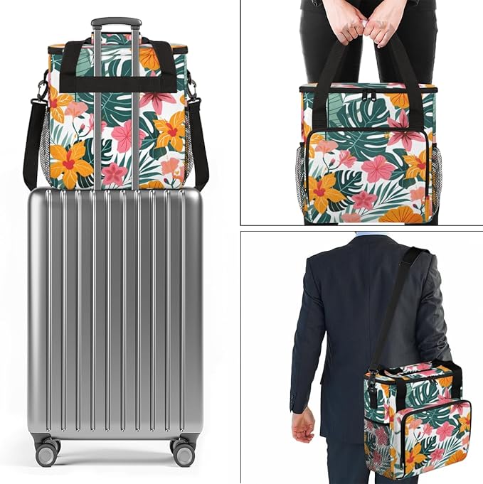 Captivating Flower Coffee Maker Carrying Bag Portable Travel Storage Tote Bag Compatible with K-Mini or K-Mini Plus Single Serve Coffee Brewer Carrying Case with Multiple Pockets &amp Shoulder Stra