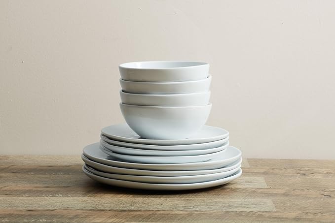 Everyday White Organic 12 piece Dinnerware Set Service for 4