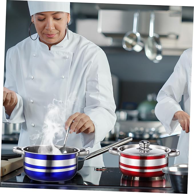 BESPORTBLE 4pcs Stainless Steel Pot Set with Base Induction Cooktop Compatible Kitchen Stockpots Easy-clean Cookware for Pasta Soup and Everyday Cooking