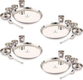 Hammered Dinner Set | Premium Saffron Thali Set | High Grade Steel Buffet Set Combo (24Pcs (4 Set Big))