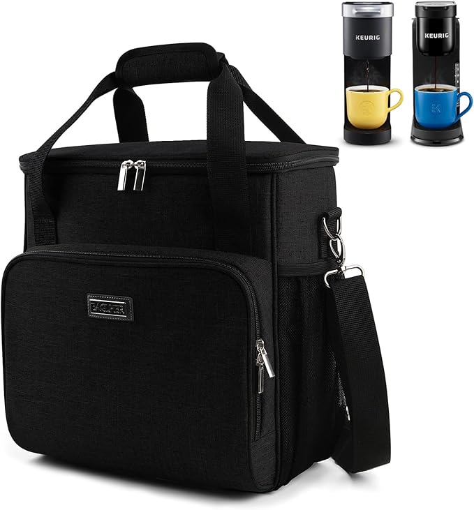 BAGLHER Coffee Maker Travel Bag Compatible with Keurig K-Mini Keurig K-Express Keurig K-Iced or Other Accessories Portable Coffee Maker Case with Shoulder Strap for Travel Black
