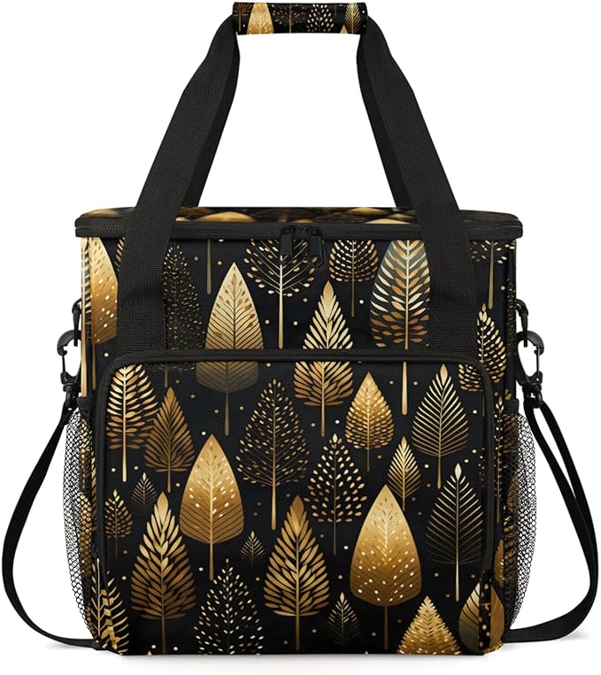 Trees Themed Coffee Maker Travel Bag for Keurig K-Mini/K-Mini Plus Insulated Waterproof Tote with Pockets for K-Cup Portable Single-Serve Brewer Case