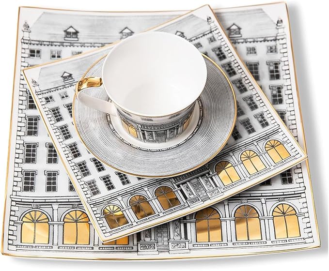 bone china dinnerware set plate sets 8-piece dish set service for 2 people square plates dinnerware sets with cupdishwasher safe