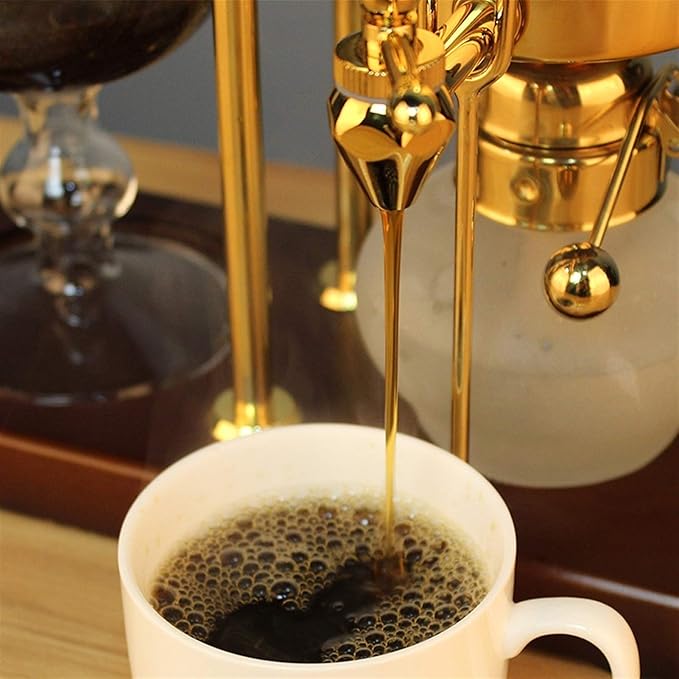 Stainless Steel Siphon Coffee Maker - Manual Drip Filter Espresso and Cappuccino Machine for Home Use Silver(Gold)