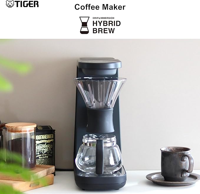 Tiger Hybrid Automatic Coffee Maker - Pour Over Coffee Maker &amp Immersion Brewing Coffee Machine Innovative Design for Outstanding Brew Black 6 Cup 24 ounce 0.72L
