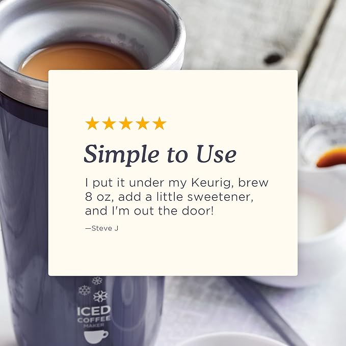 Zoku Instant Iced Coffee Maker Reusable Beverage Chiller Cools Hot Beverages in Minutes Without Dilution Portable 11-ounce Tumbler With Spill-resistant Lid and Straw Grey